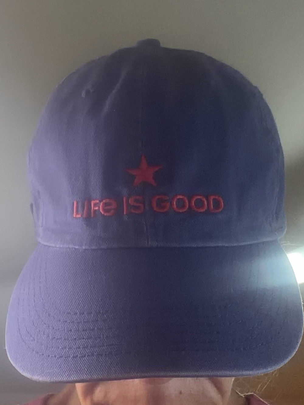 Life Is Good Navy Cap with Red Star Embroidery